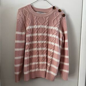 Style & co. Pink cable knit . Size M
Shoulder 18”
Cotton
Regular length